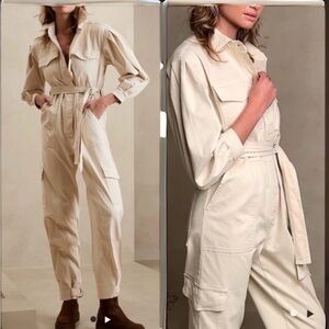 NWOT Banana Republic Andi Moleskin Flight Jumpsuit In Color Cream